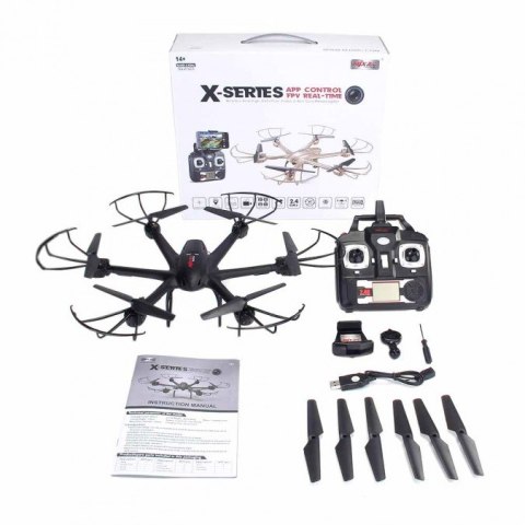 MJX X601H Hexacopter RTF (Kamera FPV 480p, 2.4GHz, żyroskop, barometr, 50cm) - Czarny