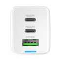 Ładowarka sieciowa GaN USB-A USB-C z kablem USB-C 65W - biała