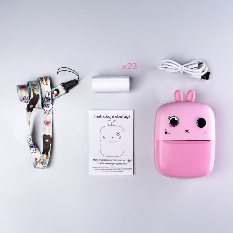 Mini drukarka termiczna z aparatem fotograficznym i kamerą HURC10R - różowa