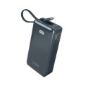 Powerbank 10000mAh USB-A USB-C z wyświetlaczem wbudowanym kablem USB-C 20W - ciemnoszary