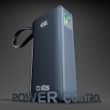 Powerbank 10000mAh USB-A USB-C z wyświetlaczem wbudowanym kablem USB-C 20W - ciemnoszary