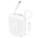 Powerbank K32 10000 mAh z wbudowanym kablem USB-C iPhone Lightning 22.5W - biały