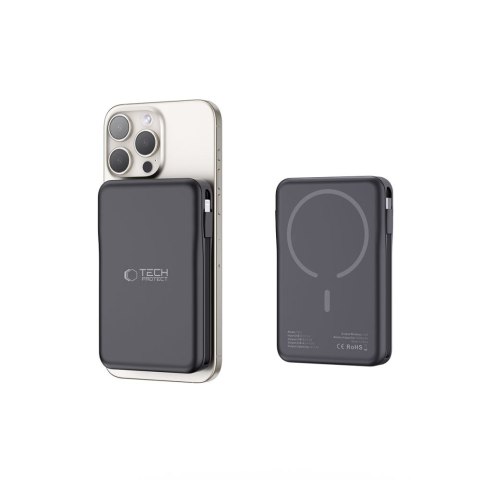 Powerbank magnetyczny PB31 10000mAh 15W MagSafe z kablami USB-C iPhone Lightning - czarny