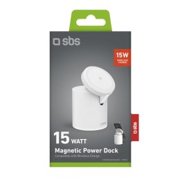 Stacja ładująca 2w1 bezprzewodowa magnetyczna do smartfona słuchawek - biała