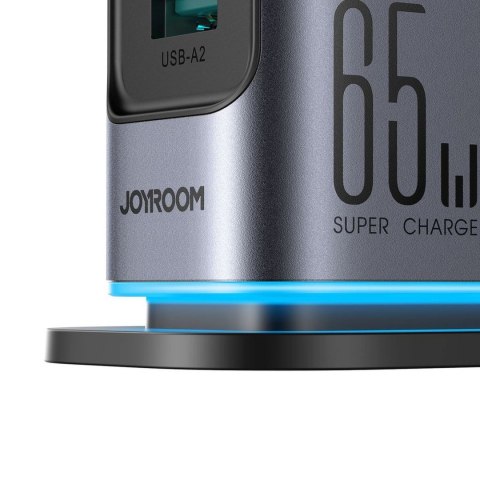 Stacja ładująca JR-TCM02 2x USB-A 4x USB-C GaN 65W wtyczka UK - szara