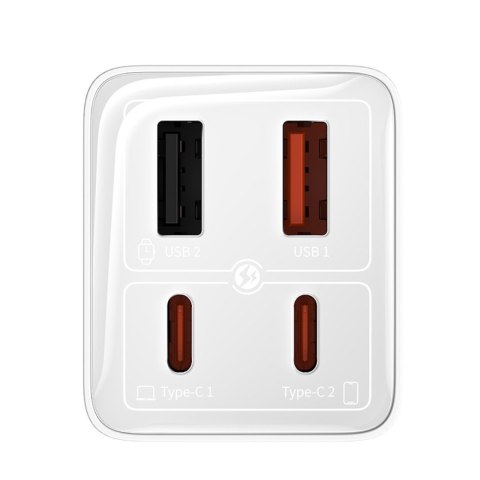 Ładowarka sieciowa USB-C USB-A GaN6 Pro 100W z kablem USB-C 1m - biała
