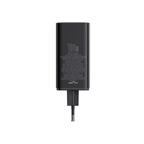 Ładowarka sieciowa USB-C USB-A GaN6 Pro 100W z kablem USB-C 1m - czarna