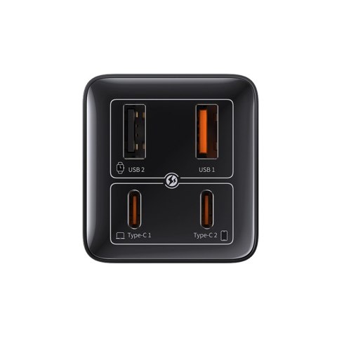 Ładowarka sieciowa USB-C USB-A GaN6 Pro 100W z kablem USB-C 1m - czarna