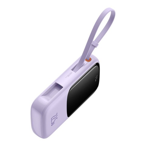 Powerbank 10000mAh 22.5W z wyświetlaczem wbudowanym kablem USB-C Qpow Pro+- fioletowy