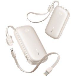 Powerbank 20000mAh 22.5W z wyświetlaczem kablem EnerFill FC21 Qpow 3 Ultra - beżowy
