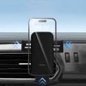 Uchwyt samochodowy zaciskowy z ładowarką indukcyjną do telefonu na kratkę 15W - czarny