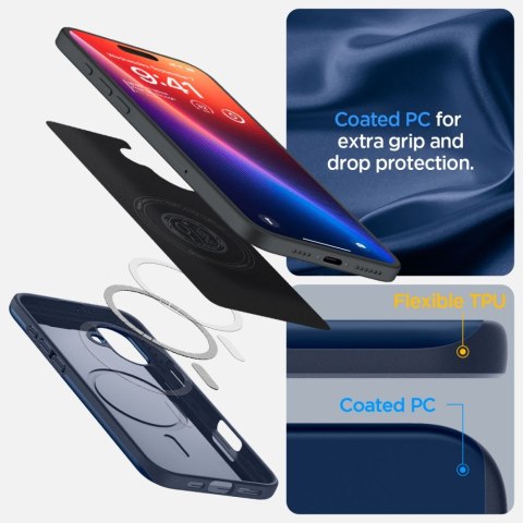Etui ochronne na iPhone 16 Thin Fit Magsafe - niebieskie