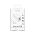 Ładowarka sieciowa 2x USB-A PROLITE 10W z kablem USB-A - USB-C 1.2m - biała