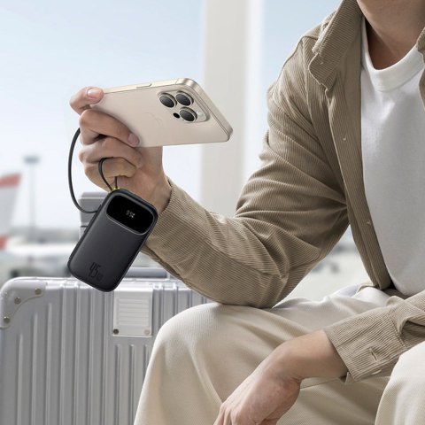 Powerbank 20000mAh 45W z wyświetlaczem kablami USB-C Lightning EnerFill FC31 - czarny