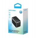 Uniwersalny adapter podróżny z ładowarką Vention 65W GaN 2x USB-A 2x USB-C czarny