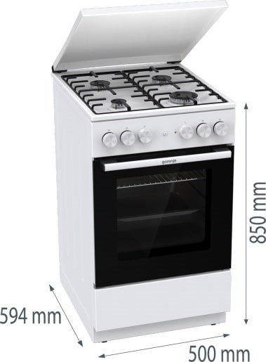 Kuchnia gazowo-elektryczna GORENJE GK5A22WH | termoobieg | grill | biały