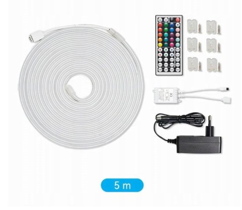 Taśma LED Vention Silicone Neon z pilotem IR i zasilaczem DC 12V 5m