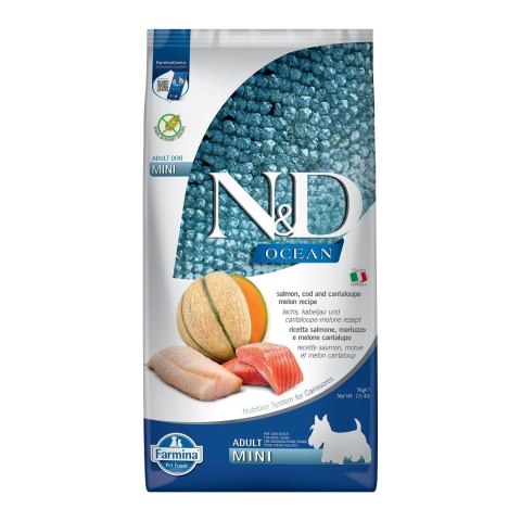 FARMINA N&D Ocean Dog Salmon, Cod, Cantaloupe, Melon Adult Mini - sucha karma dla psa - 7 kg