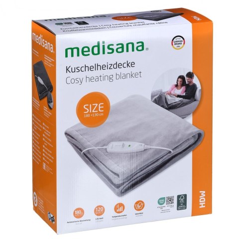 Koc grzejny Medisana HDW 120 W | 4 poziomy ciepła | 1300 x 1800 mm | szary