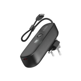 Powerbank 5000mAh z wbudowanym kablem składaną wtyczką PD 20W - czarny