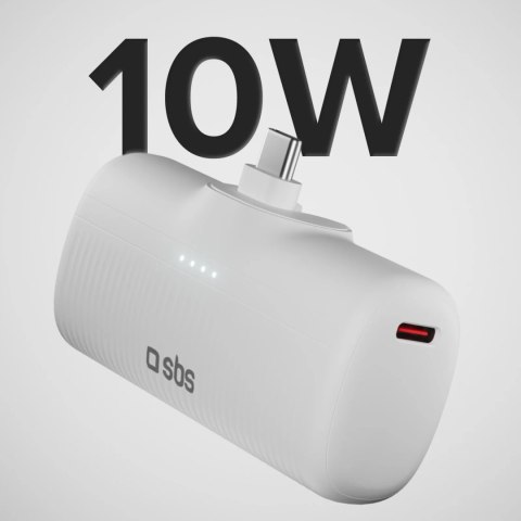 Powerbank EcoPower 5000 mAh 10W z wbudowanym portem USB-C - biały