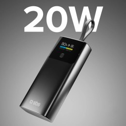Powerbank z wyświetlaczem 10000mAh PD 20W LCD kablem USB-C - szary