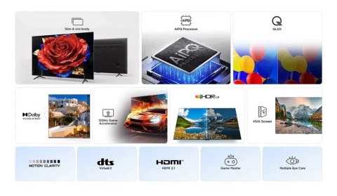 Telewizor TCL 50T69C QLED 50" 4K Ultra HD Google TV Dolby Atmos DVB-T2 Metaliczny