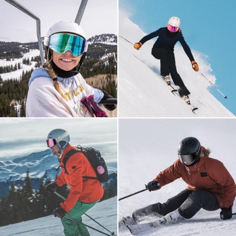 Gogle narciarskie bezramkowe nieparujące UV400 - różowe