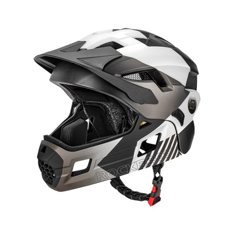 Kask rowerowy dziecięcy z odpinaną szczęką rozmiar S 48-54cm - szary