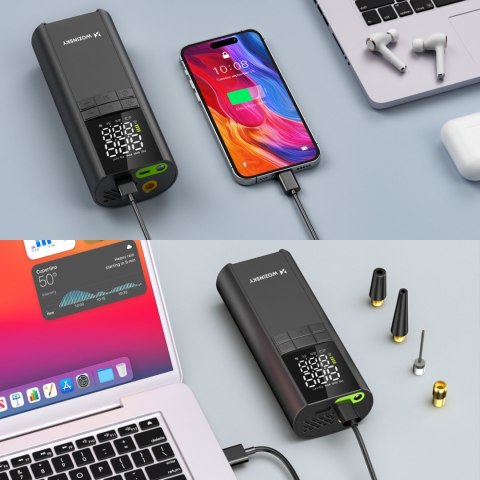 Kompresor pompka elektryczna powerbank latarka 150 PSI 8000mAh - czarny