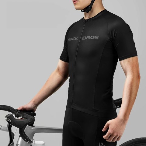 Koszulka rowerowa rozpinana z krótkim rękawem XXXXL - czarna