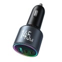 Ładowarka samochodowa USB-A USB-C z kablem 145W - ciemnoszara