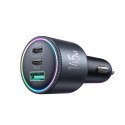 Ładowarka samochodowa USB-A USB-C z kablem 145W - ciemnoszara