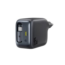 Ładowarka sieciowa USB-C ze zwijanym kablem USB-C EnerCore CJ11 45W - czarna