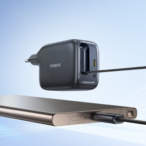 Ładowarka sieciowa USB-C ze zwijanym kablem USB-C EnerCore CJ11 45W - czarna