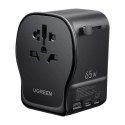 Adapter sieciowy podróżny z ładowarką USB-C USB-A 65W - czarny