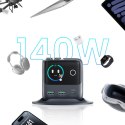 Ładowarka biurkowa 5 portów 2 zwijane kable GaN 140W - szara