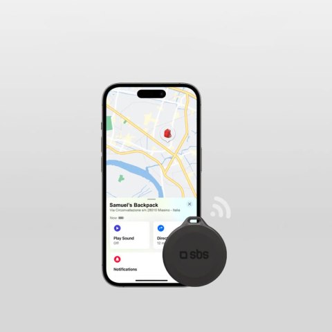 Lokalizator kompatybilny z Apple Find My wodoodporny IP65 Track My Circle - czarny