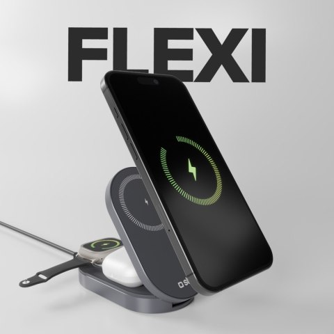 Stacja ładująca 3w1 bezprzewodowa składana do iPhone Apple Watch AirPods QI2 MFI - czarna