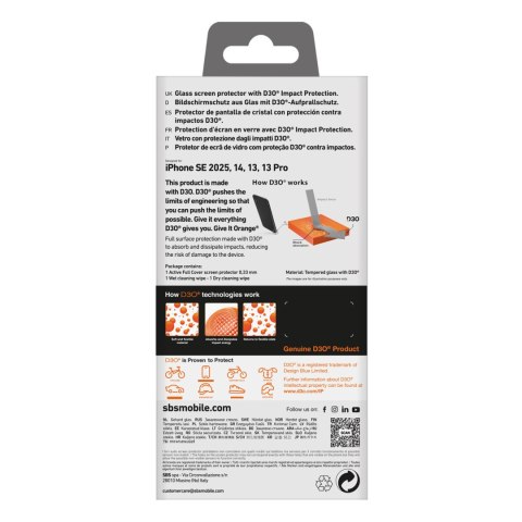 Szkło hartowane z ramką do iPhone 16e Tempered Glass D3O