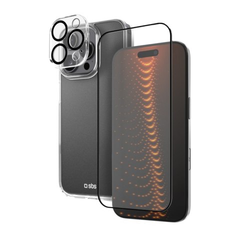 Zestaw ochronny 3w1 na iPhone 16 Pro etui szkło ochronne na ekran i aparat D3O - przezroczyste