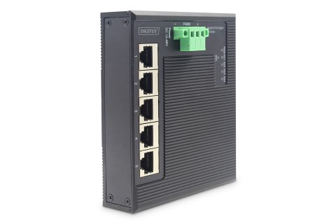 Digitus 5-portowy przełącznik sieciowy Gigabit Ethernet, płaski, przemysłowy, niezarządzany