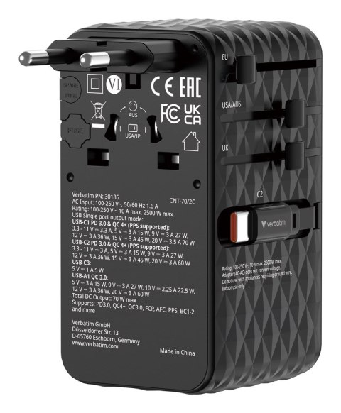 Ładowarka Verbatim Charge 'n' Travel 70W 2C