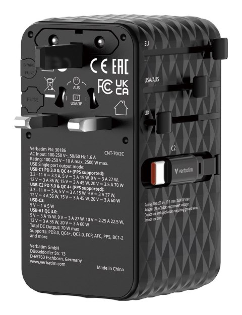 Ładowarka Verbatim Charge 'n' Travel 70W 2C