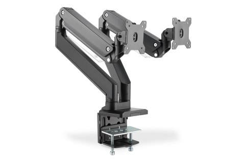 Ramię biurkowe podwójne z zaciskiem 2xLCD z sprężyną gazową max. 2x35" i 15kg