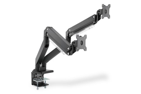 Ramię biurkowe podwójne z zaciskiem 2xLCD z sprężyną gazową max. 2x35" i 15kg