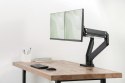 Ramię biurkowe podwójne z zaciskiem 2xLCD z sprężyną gazową max. 2x35" i 15kg