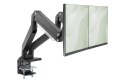 Ramię biurkowe podwójne z zaciskiem 2xLCD z sprężyną gazową max. 2x35" i 15kg