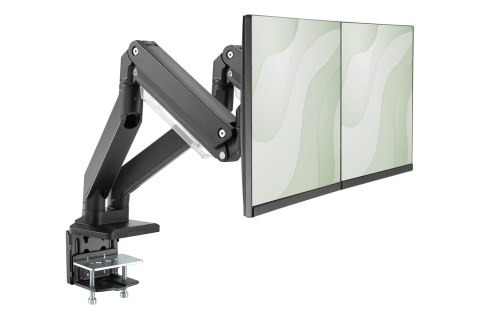 Ramię biurkowe podwójne z zaciskiem 2xLCD z sprężyną gazową max. 2x35" i 15kg