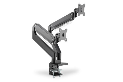 Ramię biurkowe podwójne z zaciskiem 2xLCD z sprężyną gazową max. 2x35" i 15kg